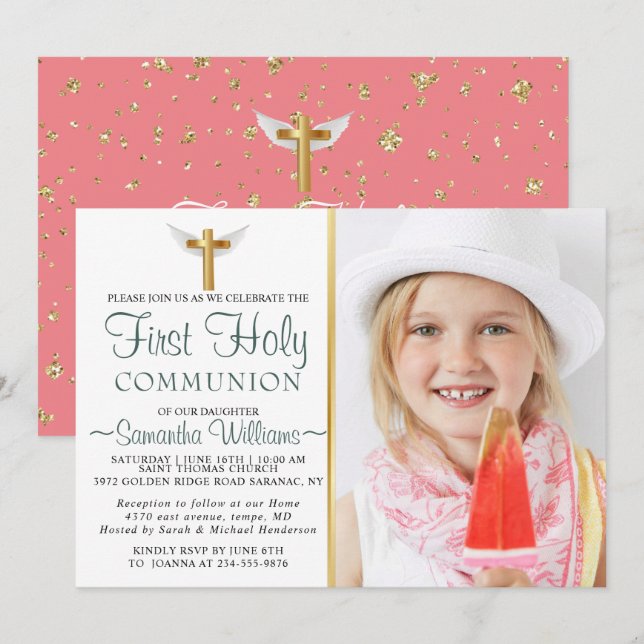 Modern Elegant - inbjudan till första foto-communi (Fram/baksida)