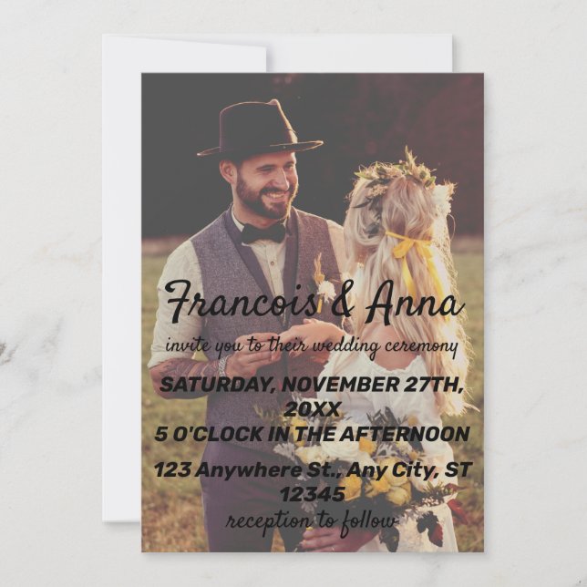 Modern Elegant - inbjudan till fotobröllop (Framsida)