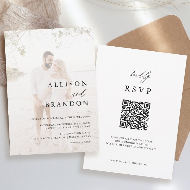 Modern Elegant - inbjudan till QR-bröllop med foto (Skapare uppladdad)