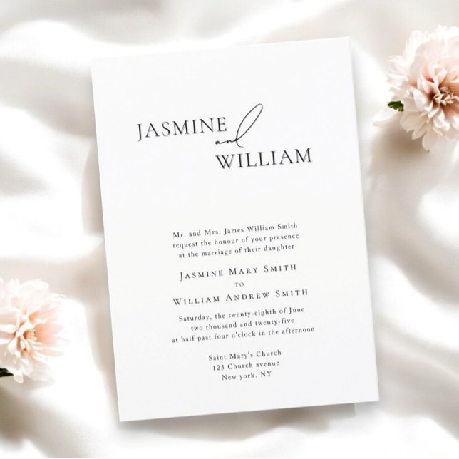 Modern elegant-inbjudan till svartvit bröllop inbjudningar (modern traditional wedding invitation by willows weddings )