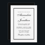 Modern Elegant - inbjudan till svartvitt bröllop<br><div class="desc">Modern Elegant,  men enkelt Bröllop svartvitt kort - svart bakåt</div>