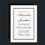 Modern Elegant - inbjudan till svartvitt bröllop<br><div class="desc">Modern Elegant,  men enkelt Bröllop svartvitt kort - svart bakåt</div>
