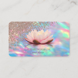 Modern Elegant Iridescent Opal Diamanter Lotus Visitkort