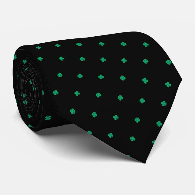 Modern Elegant Irish Shamrock Grönt Klöver Black Slips (Rullad)