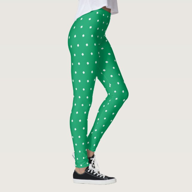 Modern Elegant Irish Shamrock Grönt Klöver Leggings (Höger)