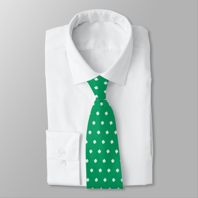 Modern Elegant Irish Shamrock Grönt Klöver Slips (Bunden)