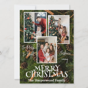 Modern Elegant Joy Jul-familjens fotokollage Julkort