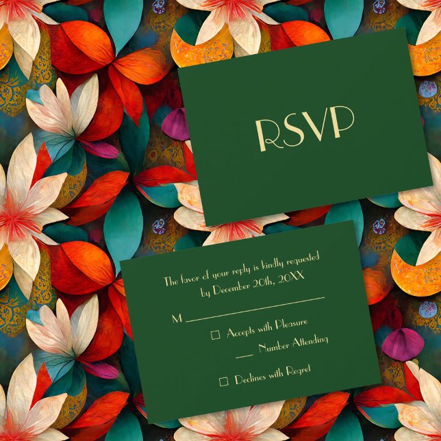 Modern Elegant Jul Firande Party Guld Grön OSA Kort (Modern Elegant Christmas Holiday Party Gold Green RSVP Card)