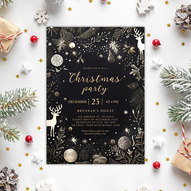 Modern Elegant jul Party Festive Helgdag Inbjudningar (Modern Elegant Christmas Party Festive Holiday Invitation)