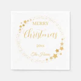 Modern elegant julstjärnor i guld pappersservett