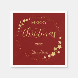 Modern elegant julstjärnor i guld pappersservett