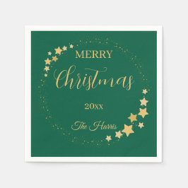 Modern elegant julstjärnor i guld pappersservett