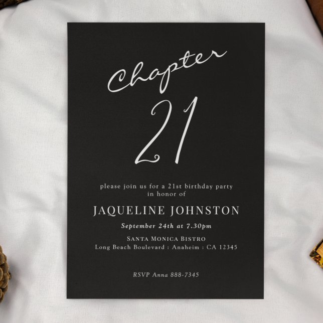 Modern Elegant Kalligrafi 21:a födelsedag Inbjudningar (Skapare uppladdad)