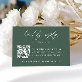 Modern Elegant Kalligrafi Grön QR-kod Bröllop OSA Kort