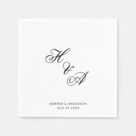 Modern Elegant Kalligrafi Skrift Monogram Bröllop Pappersservett