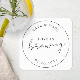 Modern Elegant Kärlek bryggs Bröllop Underlägg Papper Kvadrat