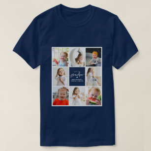 Modern Elegant Kärlek Du Grandpa 8-Photo Collage T Shirt