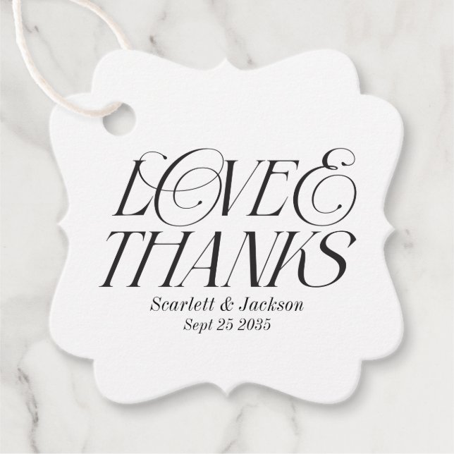 Modern Elegant Kärlek och tack Calligraphy-skript Gåvor Etiketter (Framsida)