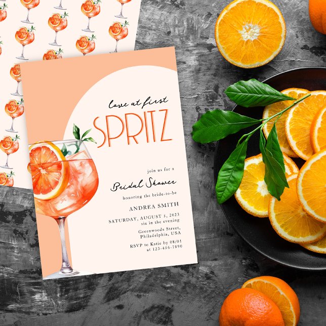 Modern Elegant Kärlek vid Första Spritz-Möhippan Inbjudningar (Skapare uppladdad)
