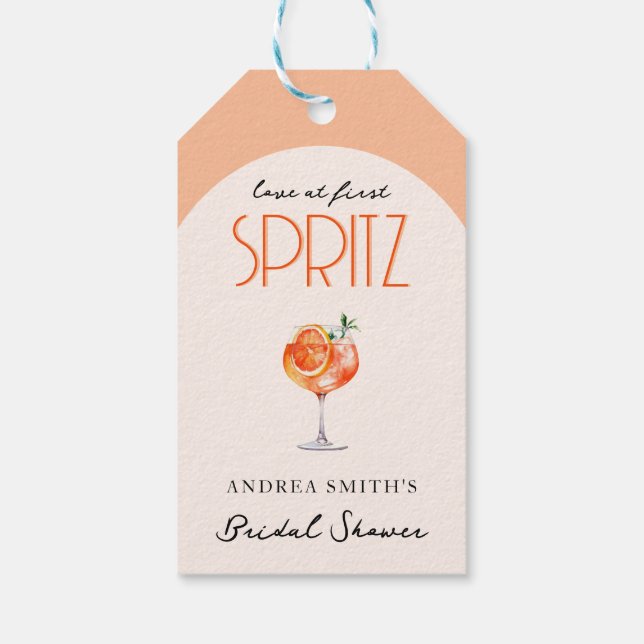 Modern Elegant Kärlek vid Första Spritz-Möhippan Presentetikett (Baksidan)