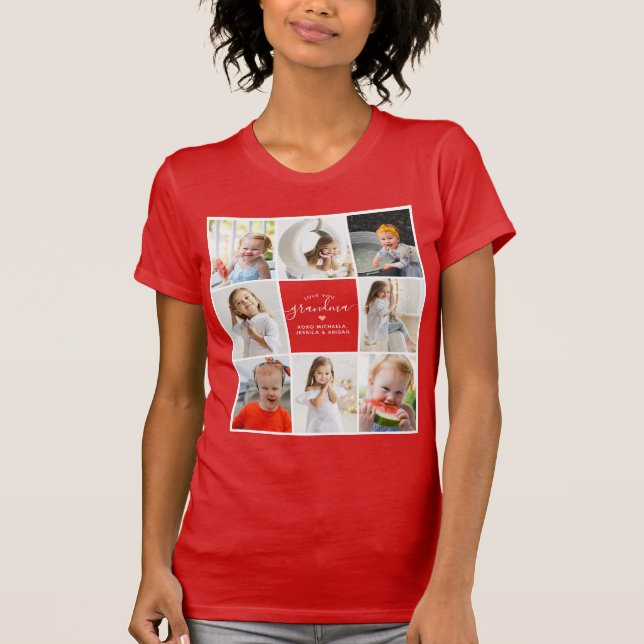 Modern Elegant Kärlek You Grandma 8-Photo Collage T Shirt (Framsida)