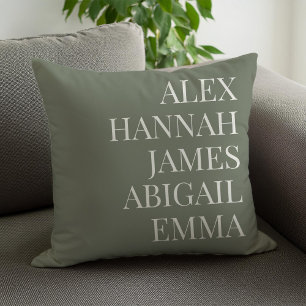 Modern Elegant Kids Namn Personlig Family Kudde