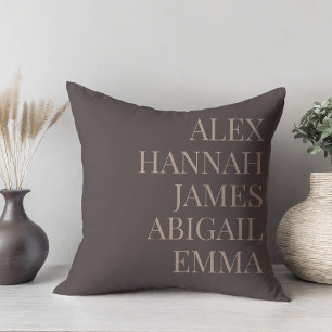 Modern Elegant Kids Namn Personlig Family Kudde