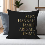 Modern Elegant Kids Namn Personlig Family Kudde<br><div class="desc">Modern Elegant Kids Namn Personlig Family Dekorativ kudde i Svarta och Guld</div>