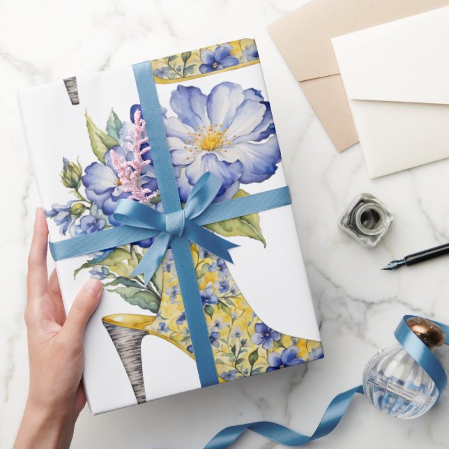 Modern Elegant Kinesisk Blommottematik Höghälssko Presentpapper (Gifting)