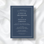 Modern Elegant Klassisk marin blå Virtuella Bröllo Inbjudningar<br><div class="desc">Virtuell inbjudan till  bröllop i modern Elegant Classic Navy Blue</div>