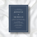 Modern Elegant Klassisk marin blå Virtuella Bröllo Inbjudningar<br><div class="desc">Virtuell inbjudan till  bröllop i modern Elegant Classic Navy Blue</div>
