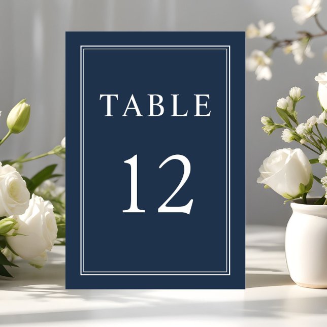 Modern Elegant Klassisk Marinblå Bröllop Bordsnummer (Modern Elegant Classic Navy Blue Wedding Table Number)