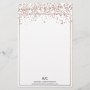 Modern elegant klassiskt monogram ro guld-konetti brevpapper