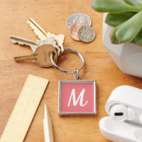 Modern Elegant Korallrosa och Vit Monogram