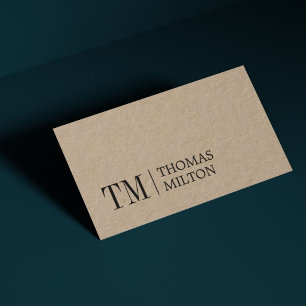 Modern Elegant Kraft Bold Monogram Consultant Visitkort
