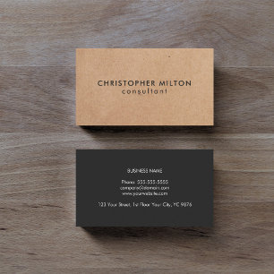 Modern Elegant Kraft Papper Black Consultant Visitkort