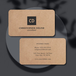 Modern elegant Kraft papper Monogramkonsulent Visitkort