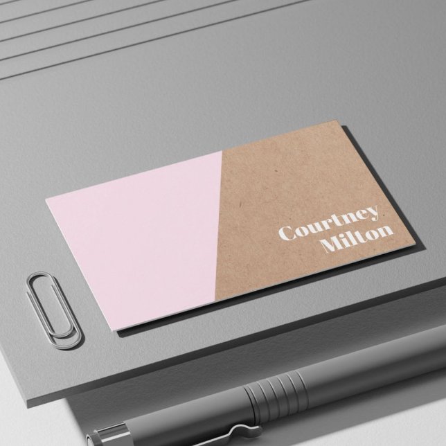 Modern Elegant Kraft Papper Ro White Geometric Visitkort (Skapare uppladdad)