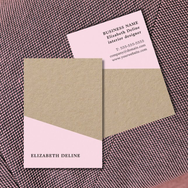 Modern Elegant Kraftpapper Ros Inredningsdesigner Visitkort (Skapare uppladdad)
