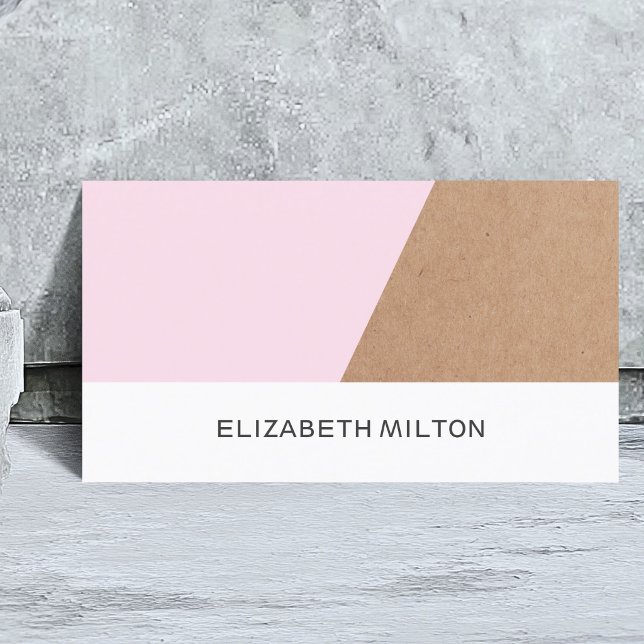 Modern Elegant Kraftpapper Ros Vit Geometrisk Visitkort (Skapare uppladdad)
