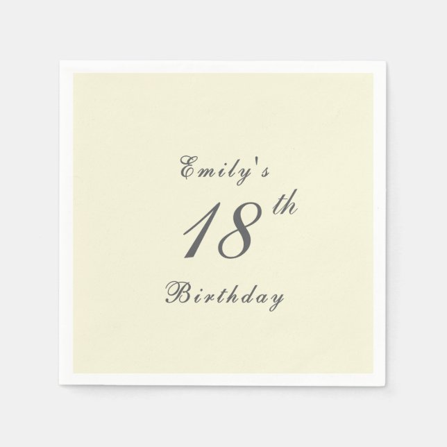 Modern Elegant Kräm 18-årsfirande Pappersdekoratio Pappersservett (Framsidan)
