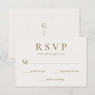 Modern Elegant Krämgul Guld Bröllops RSVP-kort OSA Kort