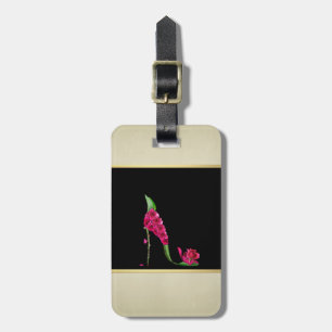Modern Elegant Kvinnlig, Svart, Kräm, Blomma Klack Bagagebricka