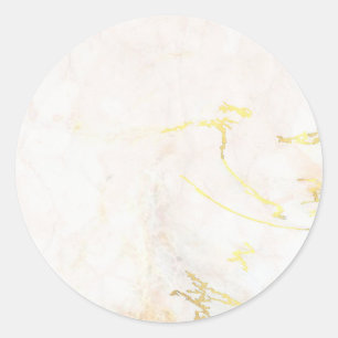 Modern Elegant Lägg Till Din Text Guld Marmor Blan Runt Klistermärke