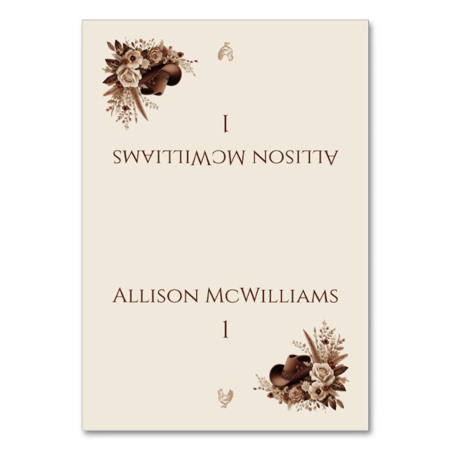 Modern Elegant Land Western-Blommigt-Fjäderfä Bordsnummer (Framsidan)