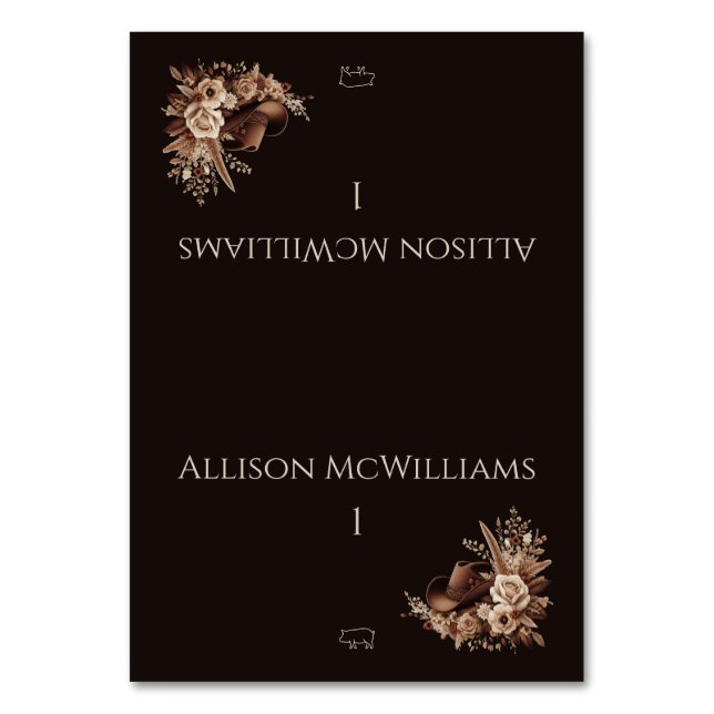 Modern Elegant Land Western-Blommigt-Gris ikon Bordsnummer (Framsidan)