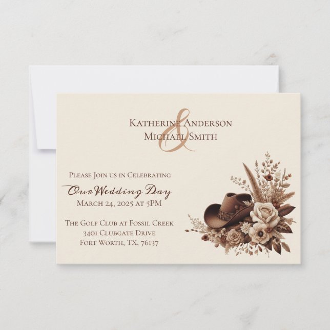 Modern Elegant Land Western-Blommigt-inbjudan Inbjudningar (Framsida)