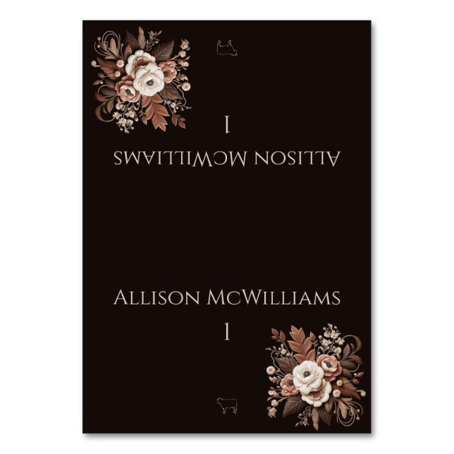 Modern Elegant Land Western-Blommigt-Kött ikon Bordsnummer (Framsidan)