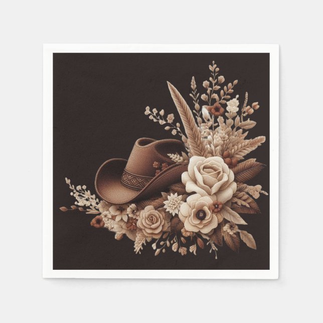 Modern Elegant Land Western-Blommigt Pappersservett (Framsidan)