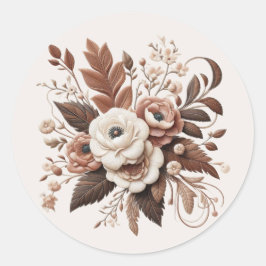 Modern Elegant Land Western-Blommigt Runt Klistermärke